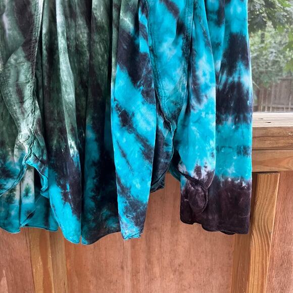 Women's Blue Colorful Tie-Dye Maxi Skirt Pull On Size 32" Waist - Picture 5 of 7